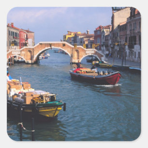 Europe, Italy, Venice. Boats bringing in Square Sticker