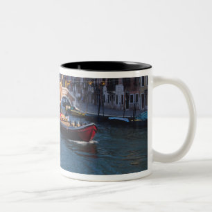 Europe, Italy, Venice. Boats bringing in Two-Tone Coffee Mug