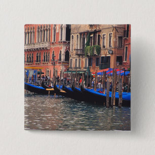 Europe, Italy, Venice, gondolas in canal 15 Cm Square Badge