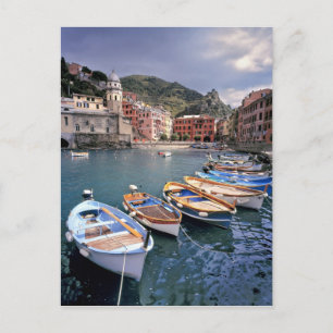 Europe, Italy, Vernazza. Brightly painted boats Postcard