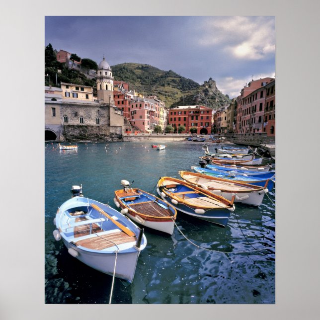 Europe, Italy, Vernazza. Brightly painted boats Poster (Front)