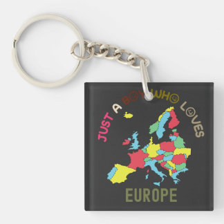 Europe Map and Flag Key Ring