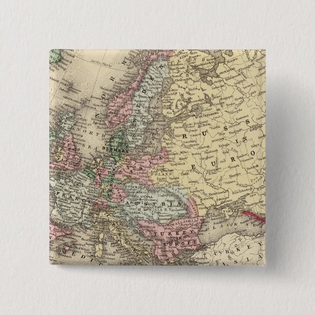 Europe Map by Mitchell 15 Cm Square Badge (Front)