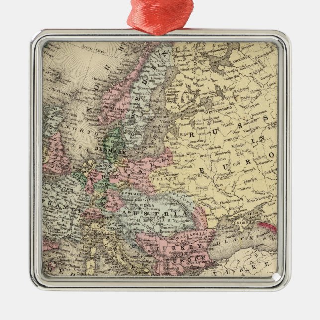 Europe Map by Mitchell Metal Tree Decoration (Front)