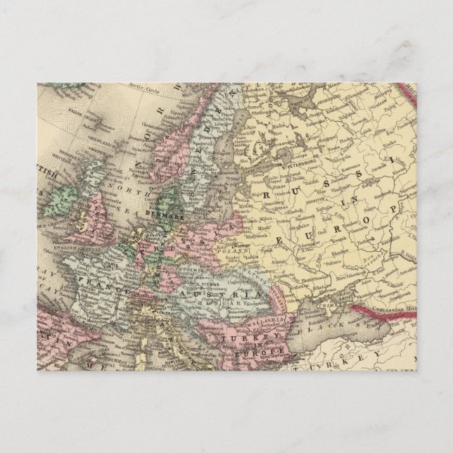 Europe Map by Mitchell Postcard (Front)