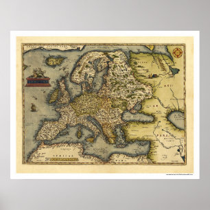 Europe Map By Ortelius 1570 Poster