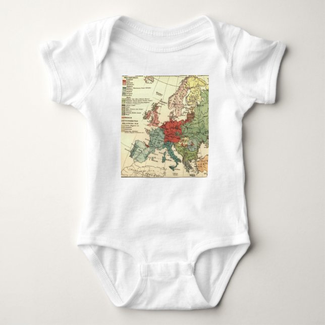 Europe Map Countries World Antique Baby Bodysuit (Front)