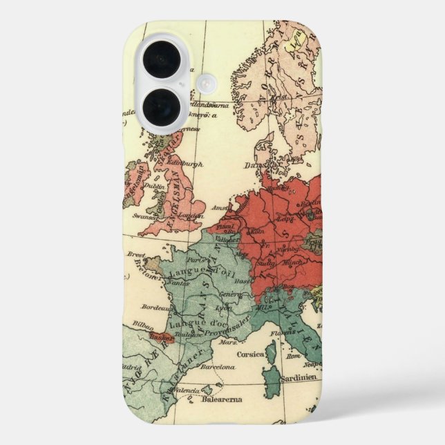 Europe Map Countries World Antique Case-Mate iPhone Case (Back)