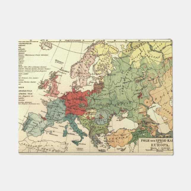 Europe Map Countries World Antique Doormat (Front)
