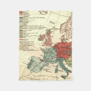 Europe Map Countries World Antique Fleece Blanket
