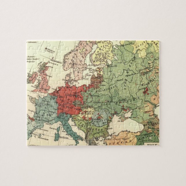 Europe Map Countries World Antique Jigsaw Puzzle (Horizontal)