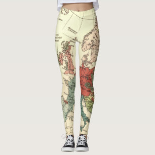 Europe Map Countries World Antique Leggings