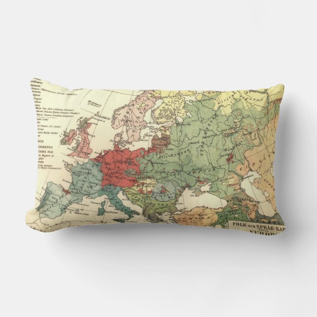 Europe Map Countries World Antique Lumbar Cushion (Front)