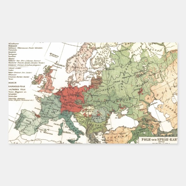 Europe Map Countries World Antique Rectangular Sticker (Front)