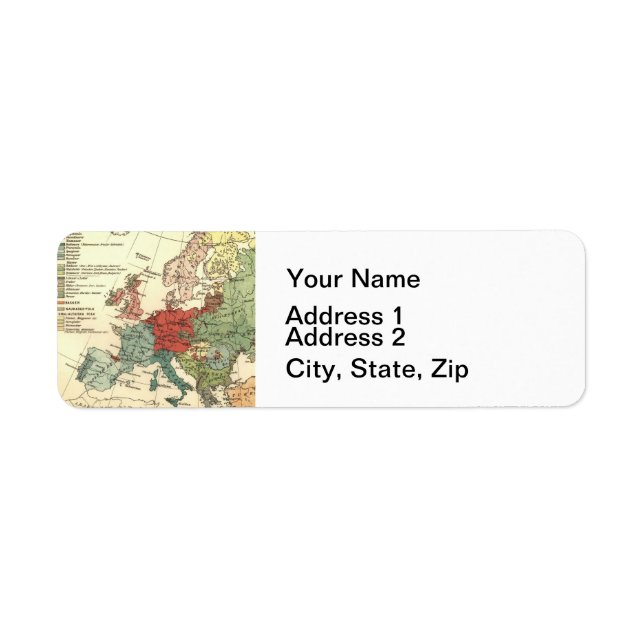 Europe Map Countries World Antique Return Address Label (Front)