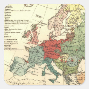 Europe Map Countries World Antique Square Sticker