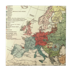 Europe Map Countries World Antique Tile