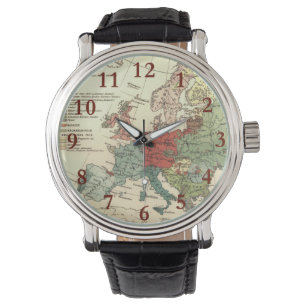 Europe Map Countries World Antique Watch