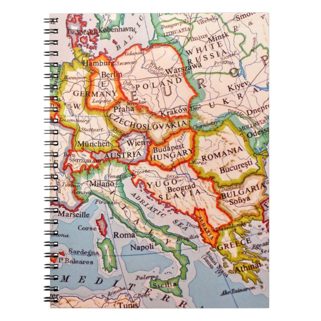 Europe map globe countries states notebook (Front)