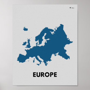 Europe Map Outline Poster