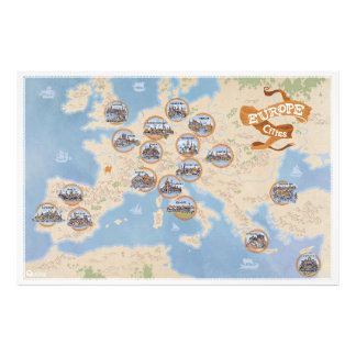 Europe map pictorial map - Photo Enlargement