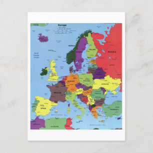 Europe Map Postcard