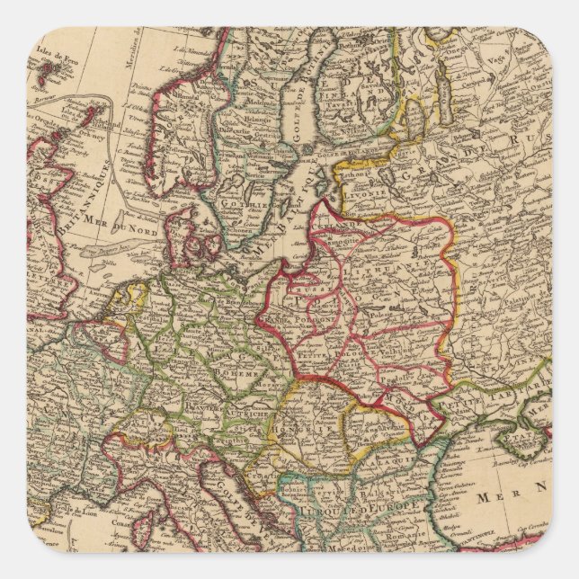 Europe map square sticker (Front)