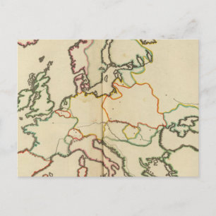 Europe, Mountains and Rivers Outline Postcard