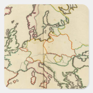 Europe, Mountains and Rivers Outline Square Sticker