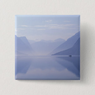 Europe, Norway. Vertical walls reflected in 15 Cm Square Badge