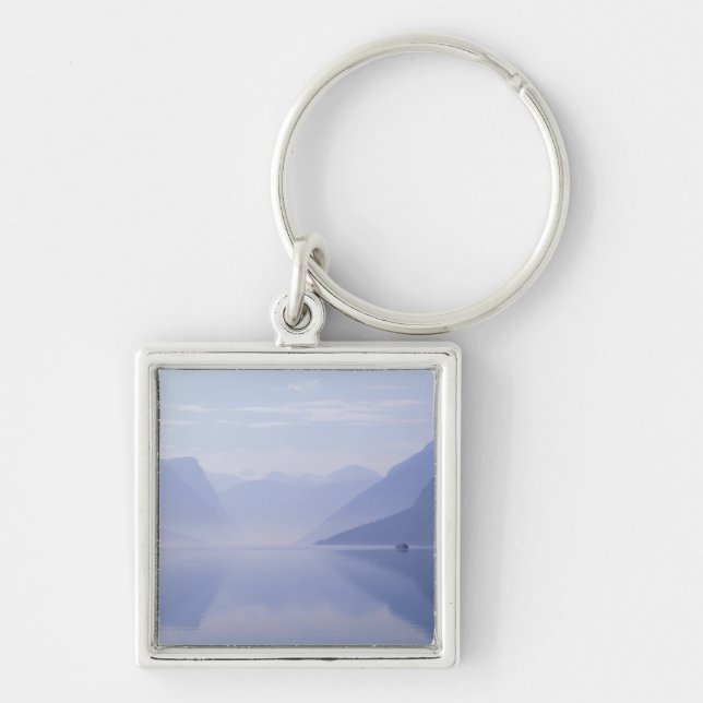 Europe, Norway. Vertical walls reflected in Key Ring (Front)