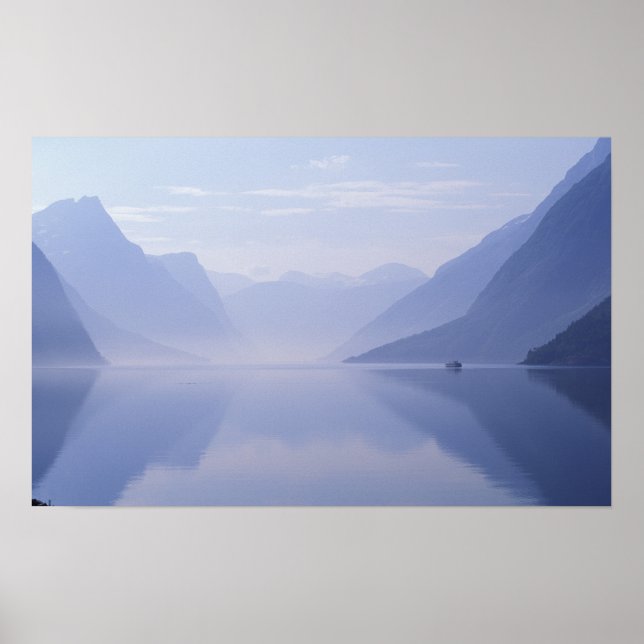 Europe, Norway. Vertical walls reflected in Poster (Front)