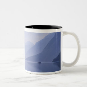 Europe, Norway. Vertical walls reflected in Two-Tone Coffee Mug