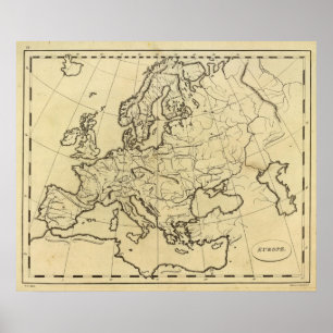 Europe outline map poster
