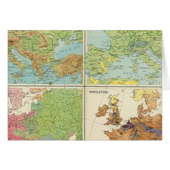 Europe physical features & population Map (Front Horizontal)