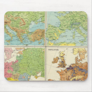 Europe physical features & population Map Mouse Pad