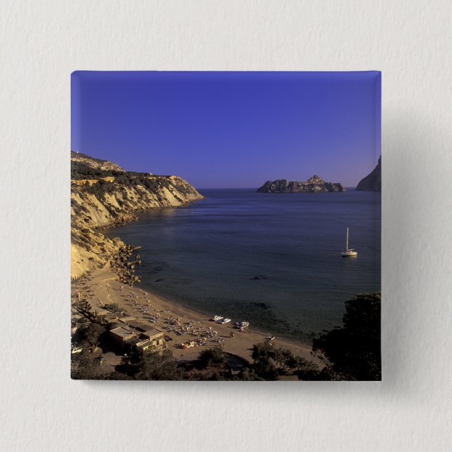 Europe, Spain, Balearics, Ibiza, Cala d'Hort 15 Cm Square Badge (Front)