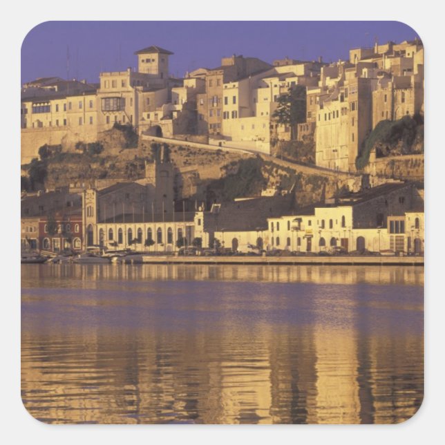 Europe, Spain, Balearics, Menorca, Mao. Dawn Square Sticker (Front)