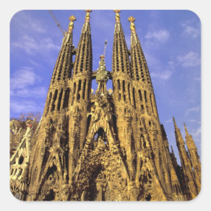 Europe, Spain, Barcelona, Sagrada Familia Square Sticker
