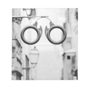 Europe, Spain, Mallorca. Eyeglass shop sign, Notepad