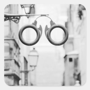 Europe, Spain, Mallorca. Eyeglass shop sign, Square Sticker