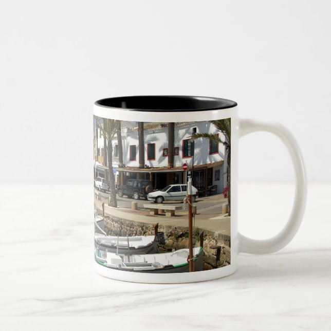 Europe, Spain, Minorca (aka Menorca). Fishing Two-Tone Coffee Mug (Right)
