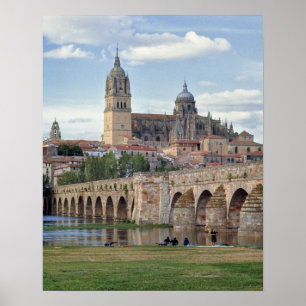 Europe, Spain, Salamanca. The Roman bridge over Poster