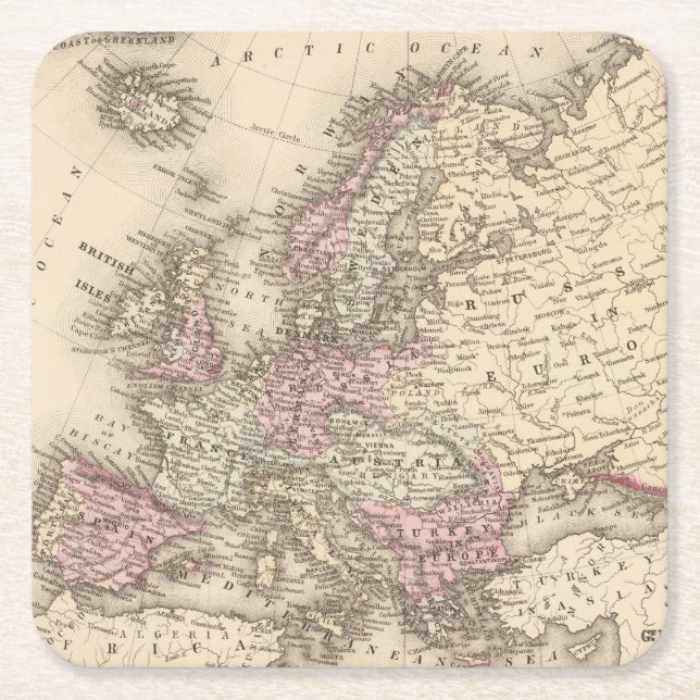 Europe Square Paper Coaster (Front)
