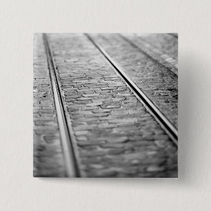 Europe, Switzerland, Bern. Tram tracks, 2 15 Cm Square Badge