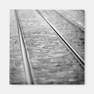 Europe, Switzerland, Bern. Tram tracks, 2 Magnet