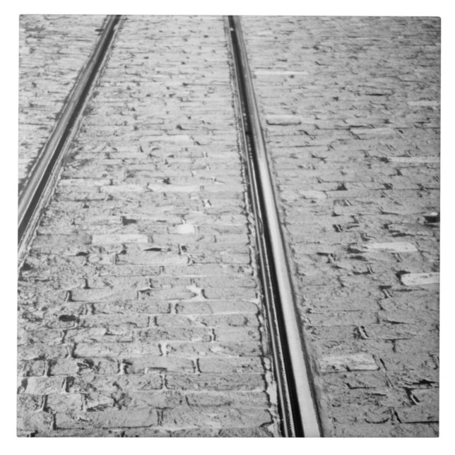 Europe, Switzerland, Bern. Tram tracks, Ceramic Tile (Front)