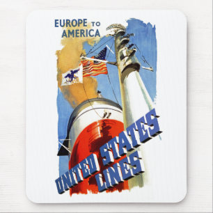 Europe to America ~ United States Lines Mouse Pad
