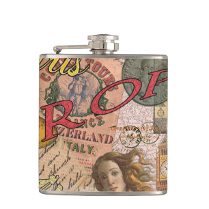 Europe Travel Vintage European Paris France Art Hip Flask