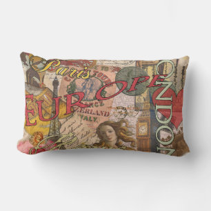 Europe Travel Vintage European Paris France Art Lumbar Cushion